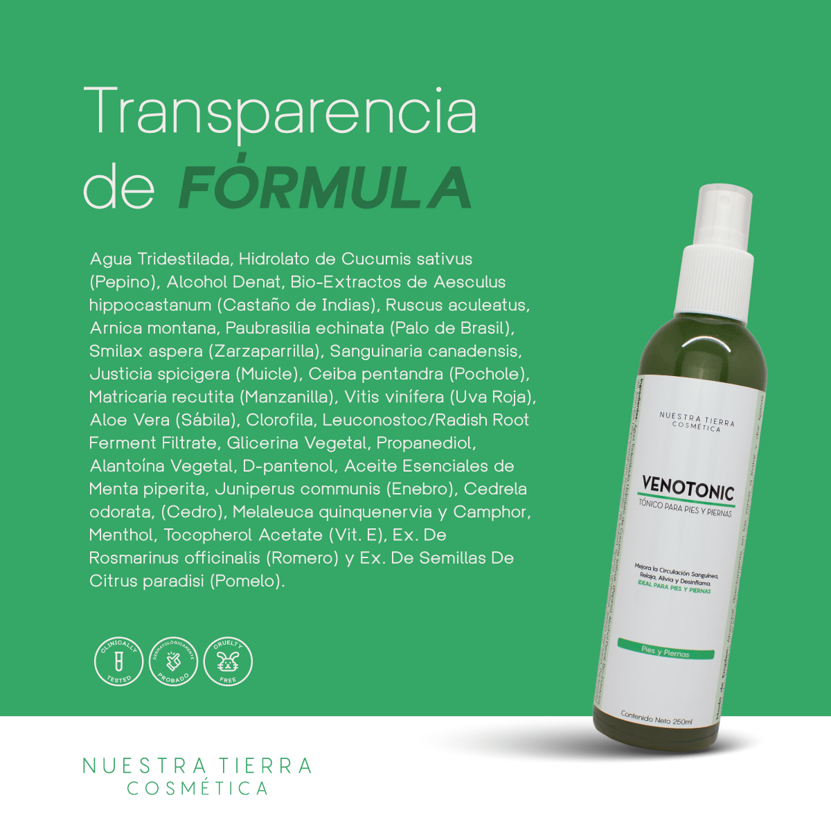Venotonic Tonico para pies y piernas - Nuestra Tierra Cosmética Ancestral