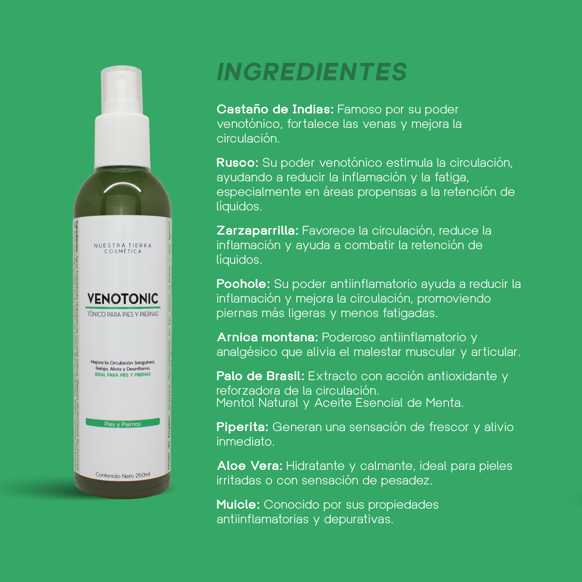 Venotonic Tonico para pies y piernas - Nuestra Tierra Cosmética Ancestral
