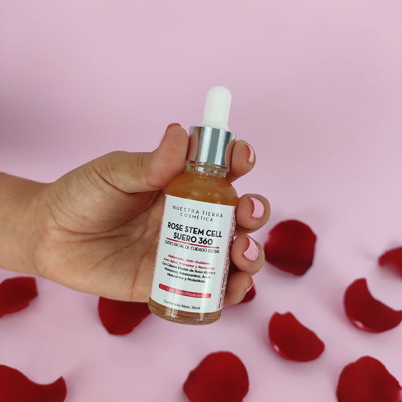 Rose Stem Cell Suero Facial Anti - Edad con Astanxantina - Nuestra Tierra Cosmética Ancestral